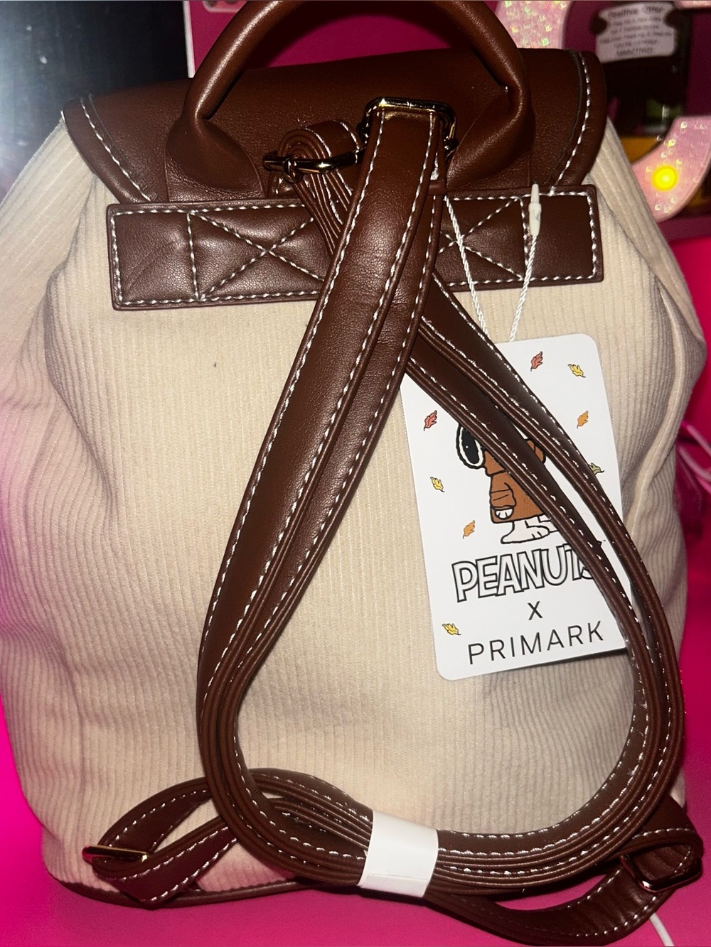 Peanuts Snoopy & Woodstock corduroy   Backpack New - Picture 7 of 16